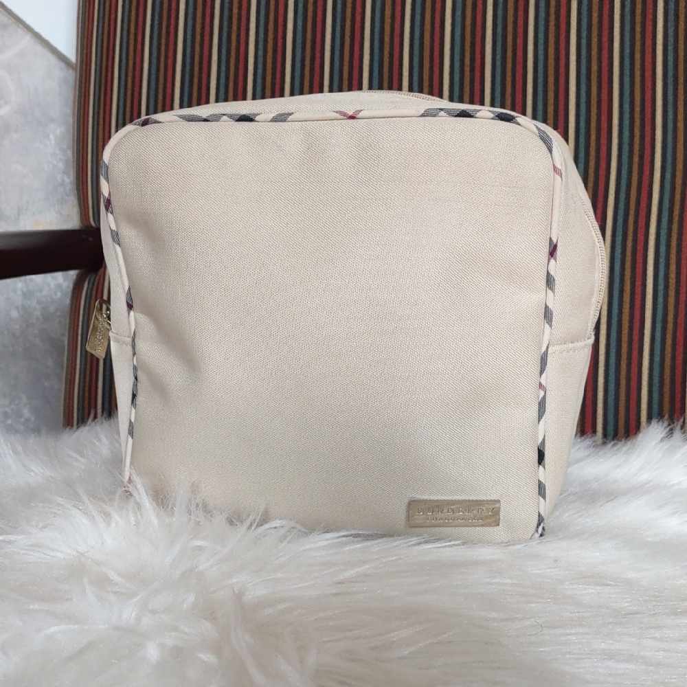 Burberry Beige Canvas Bag with Patterned Trim